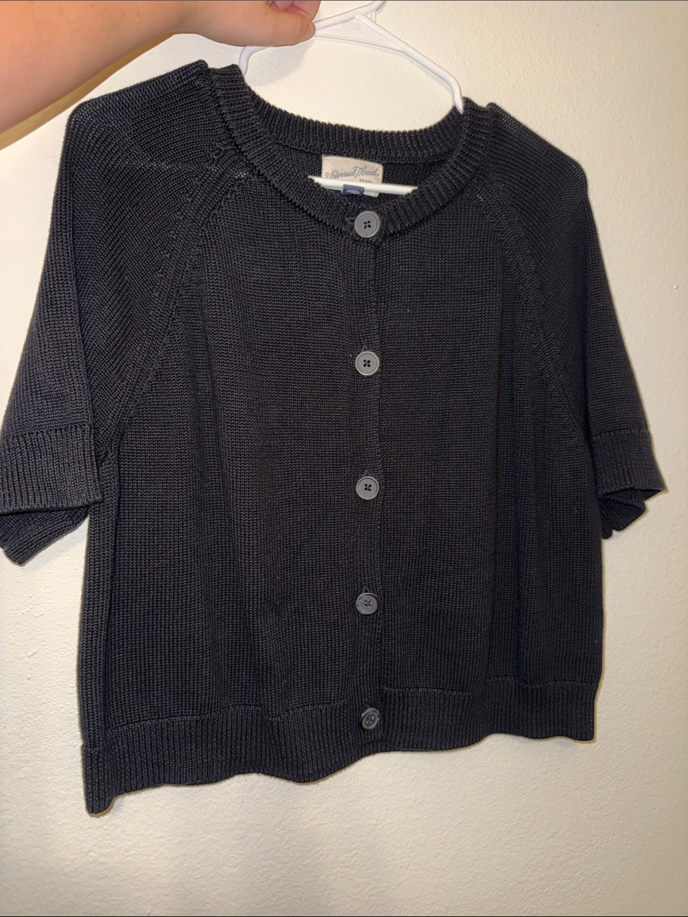 Universal Thread - Short-Sleeve Button Front Sweater Cardigan - Black